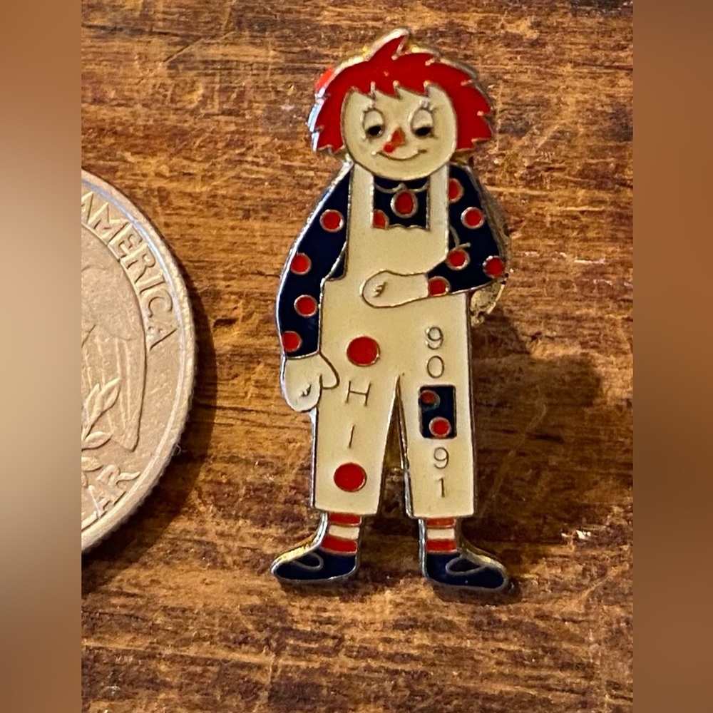 Vintage Raggedy Ann Enamel Pin